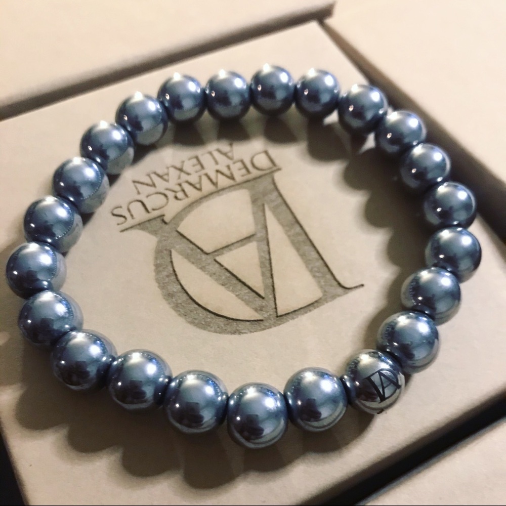 DeMarcus Alexan Hematite Stone Bead Bracelet